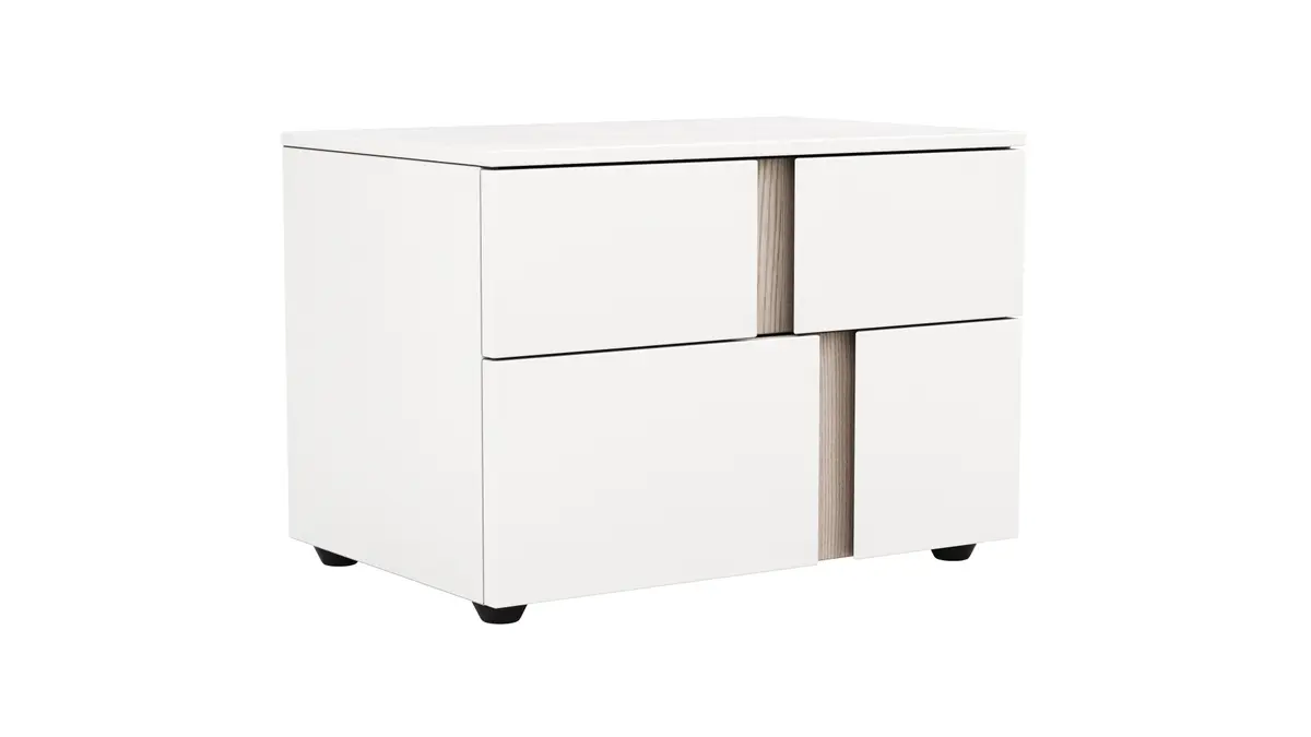 Nachttisch Loretto - Lack matt, Weiß