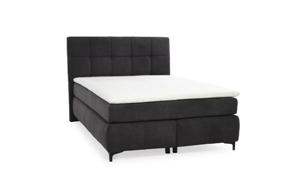 Boxspringbett- Ligefläche ca. 140x200 cm, Stoff, Schwarz