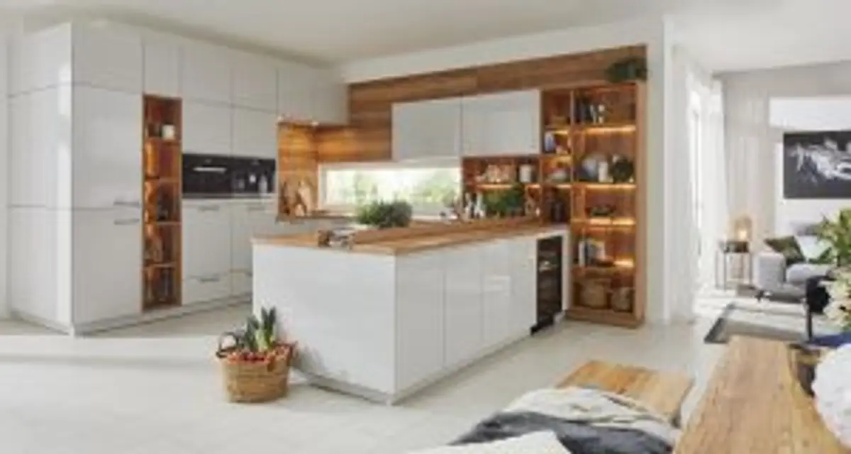 U-Küche 56.100 GL 9 519, Kristallgrau Lack Hochglanz