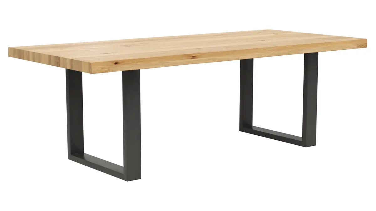 Esstisch Clifton - LB ca. 220x100 cm, Wildeiche massiv, Schwarz verfüllt