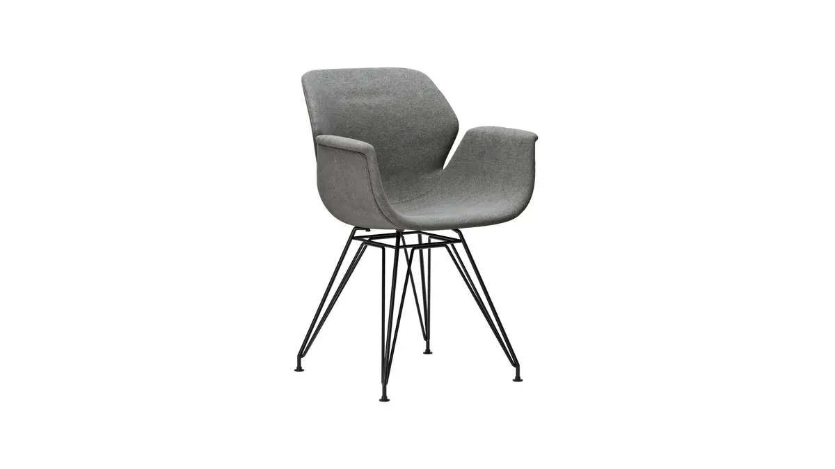 Armlehnstuhl Tooon - Stoff Grau, Gestell Metall, Schwarz