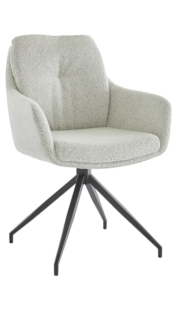 Armlehnstuhl Inke - Drehbar, Boucle, Hellgrau