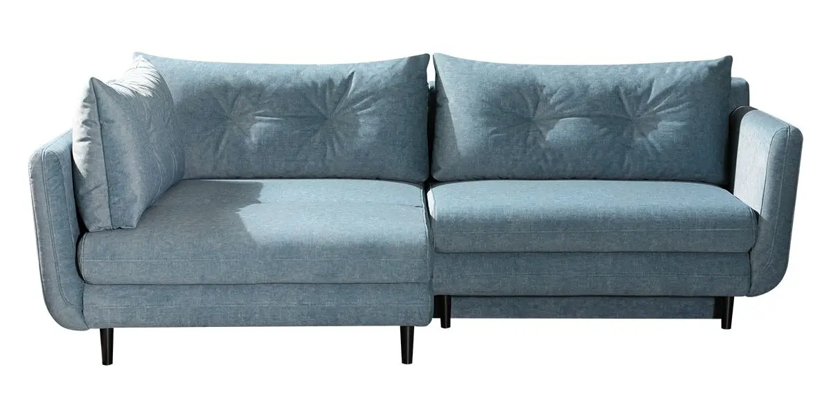 Ecksofa - mit Ottomane links, Schlaffunktion mit Bettkasten, Stoff, Petrol