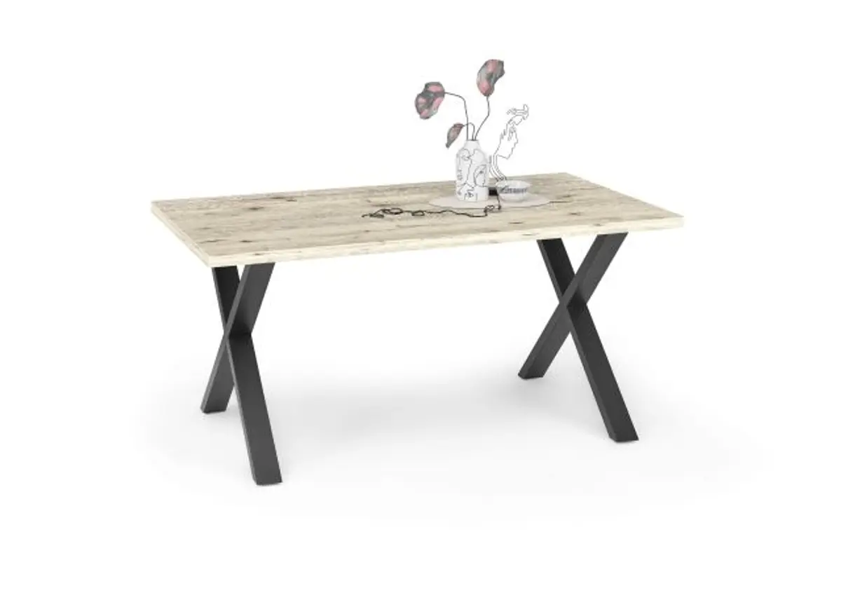 Esstisch - LB ca. 160x90 cm, Sandeiche, Schwarz