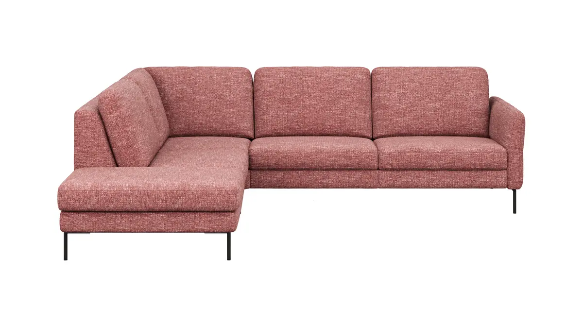 Ecksofa  Enna - Ecke links mit 3-Sitzer inklusive Sitzvorzug (motorisch), Stoff, Koralle