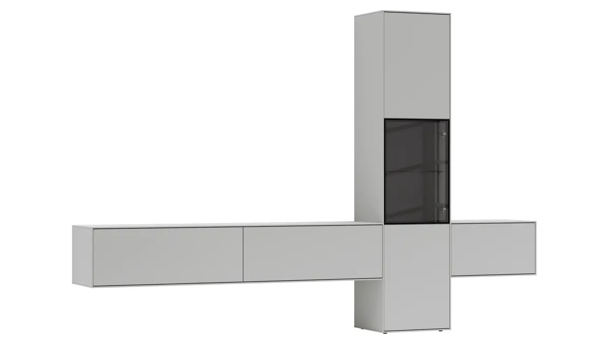 Wohnwand Medio - Lack, Weiß