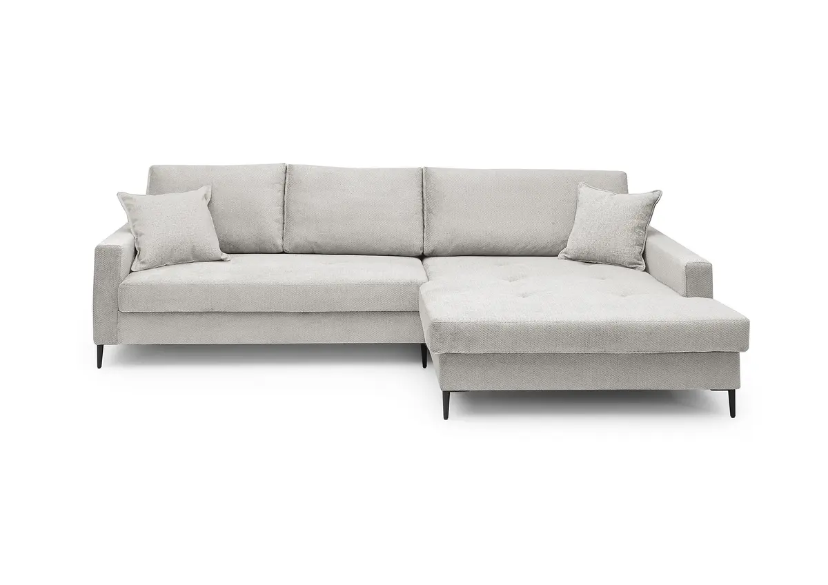 Ecksofa - 3-Sitzer mit Longchair rechts, Stoff, Creme