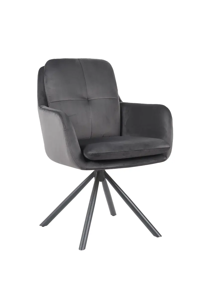 Armlehnstuhl - drehbar, Samtvelour, Dunkelgrau