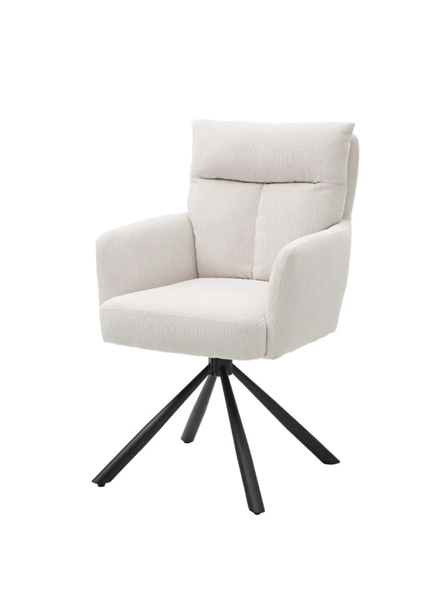 Armlehnstuhl - drehbar, Cord, Hellbeige