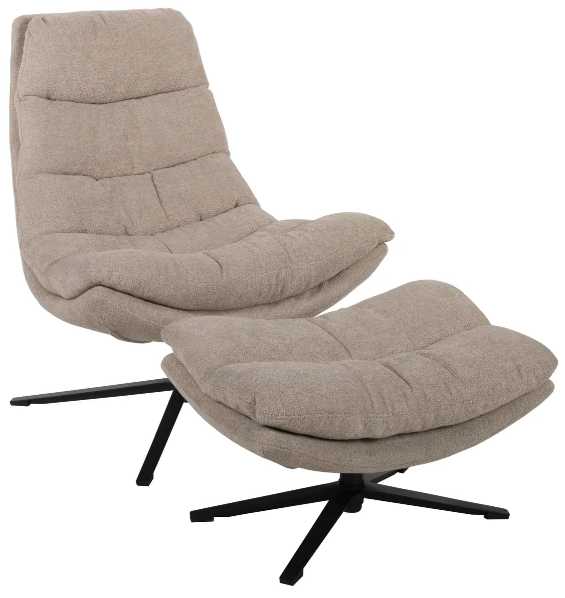 Relaxsessel mit Hocker - drehbar, Webstoff, Sand