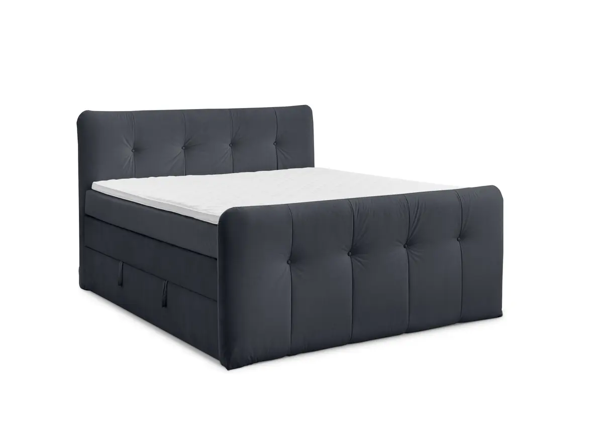 Boxspringbett HOLLIE- Liegefläche ca. 180x200 cm, Stoff, Anthrazit, TFK H3/TFK H3