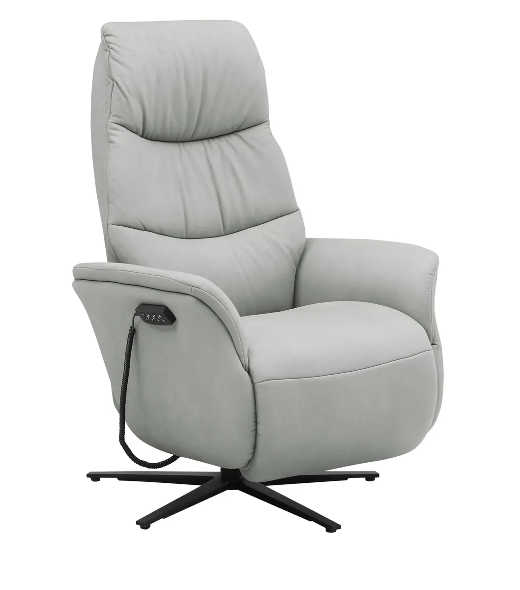 Fernsehsessel EM Coburg - Relaxfunktion elektrisch, Leder, grau