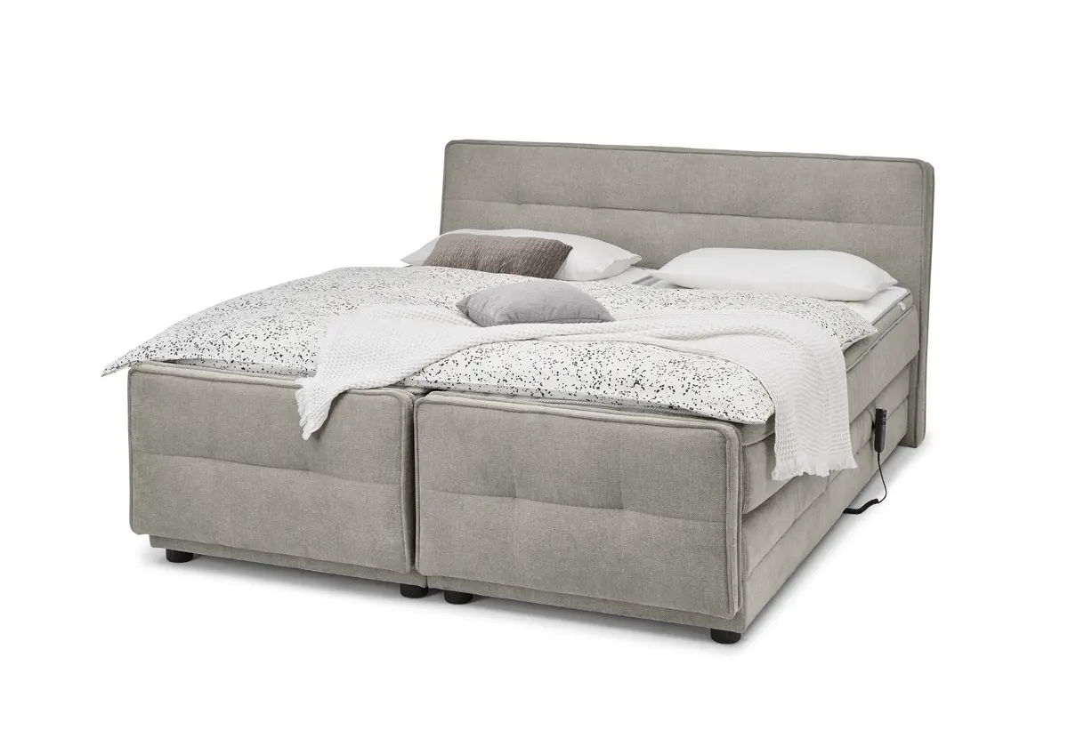 Boxspringbett- Liegefläche ca. 180x200 cm, Stoff, Hellbraun