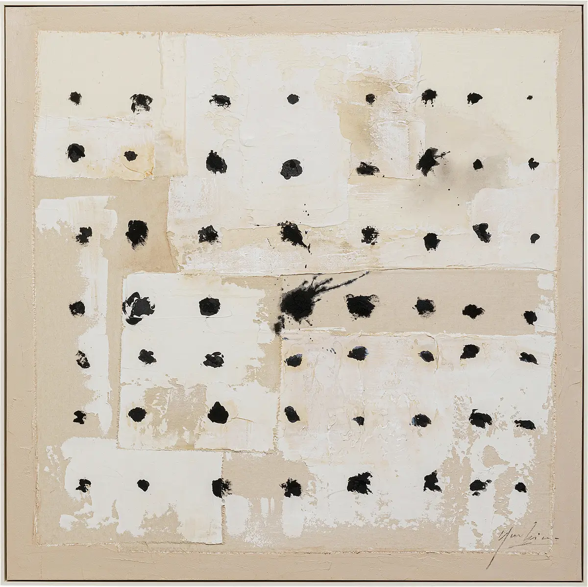 Bild- Gerahmt, BHT ca. 123x123x5 cm, Baumwolle, Beige , Schwarz