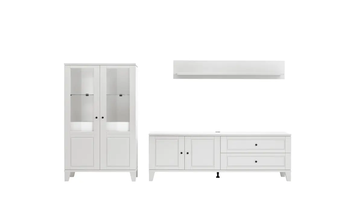 Wohnwand Stafford - Lack, Kreide