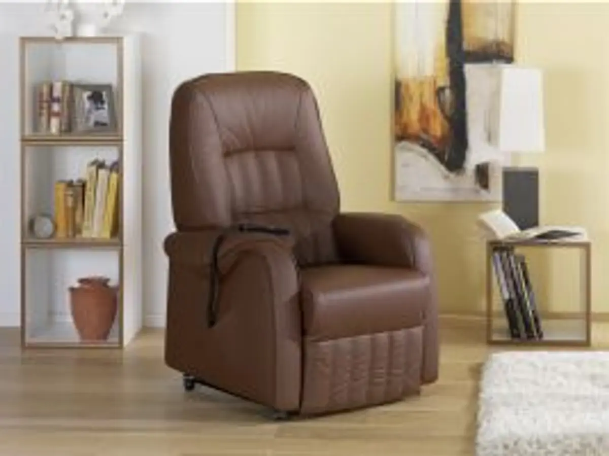 Fernsehsessel EM Kassel - Relaxfunktion (1-motorisch) mit Aufstehhilfe motorisch, Leder, Braun