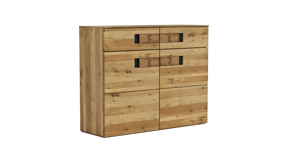 Kommode Baltimore - Wildeiche massiv, mit Hirnholzeinsatz