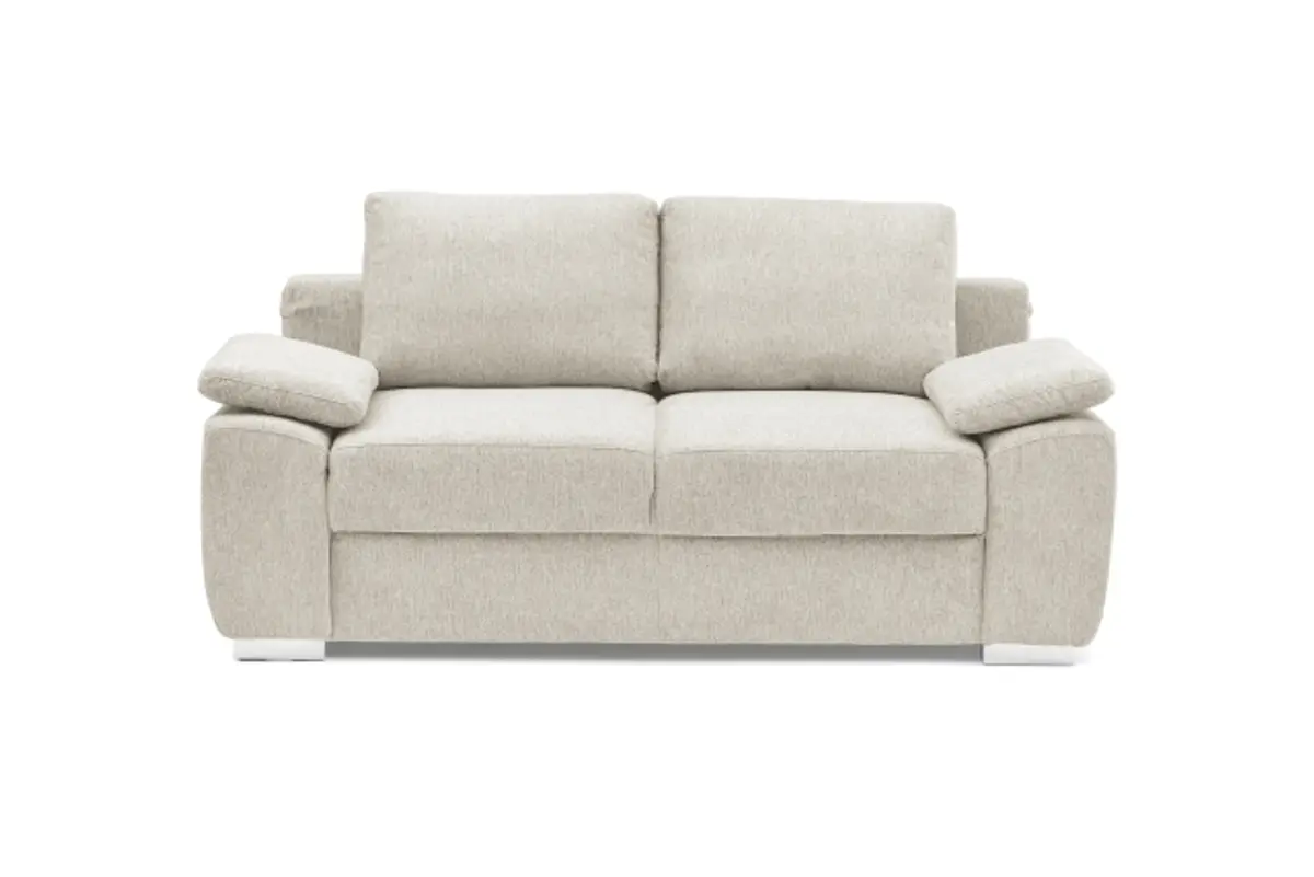 Schlafsofa EMIEL - 2-Sitzer inkl. Schlaffunktion und Bettkasten, Stoff, Beige