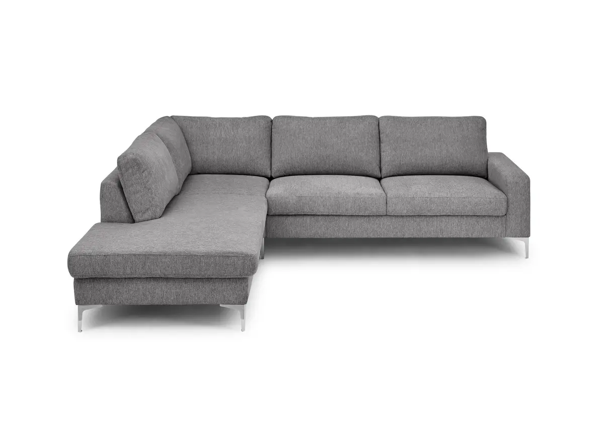 Ecksofa CALM 2.0 - Ecke links mit 2,5-Sitzer, Schlaffunktion mit Bettkasten, Stoff, Steingrau