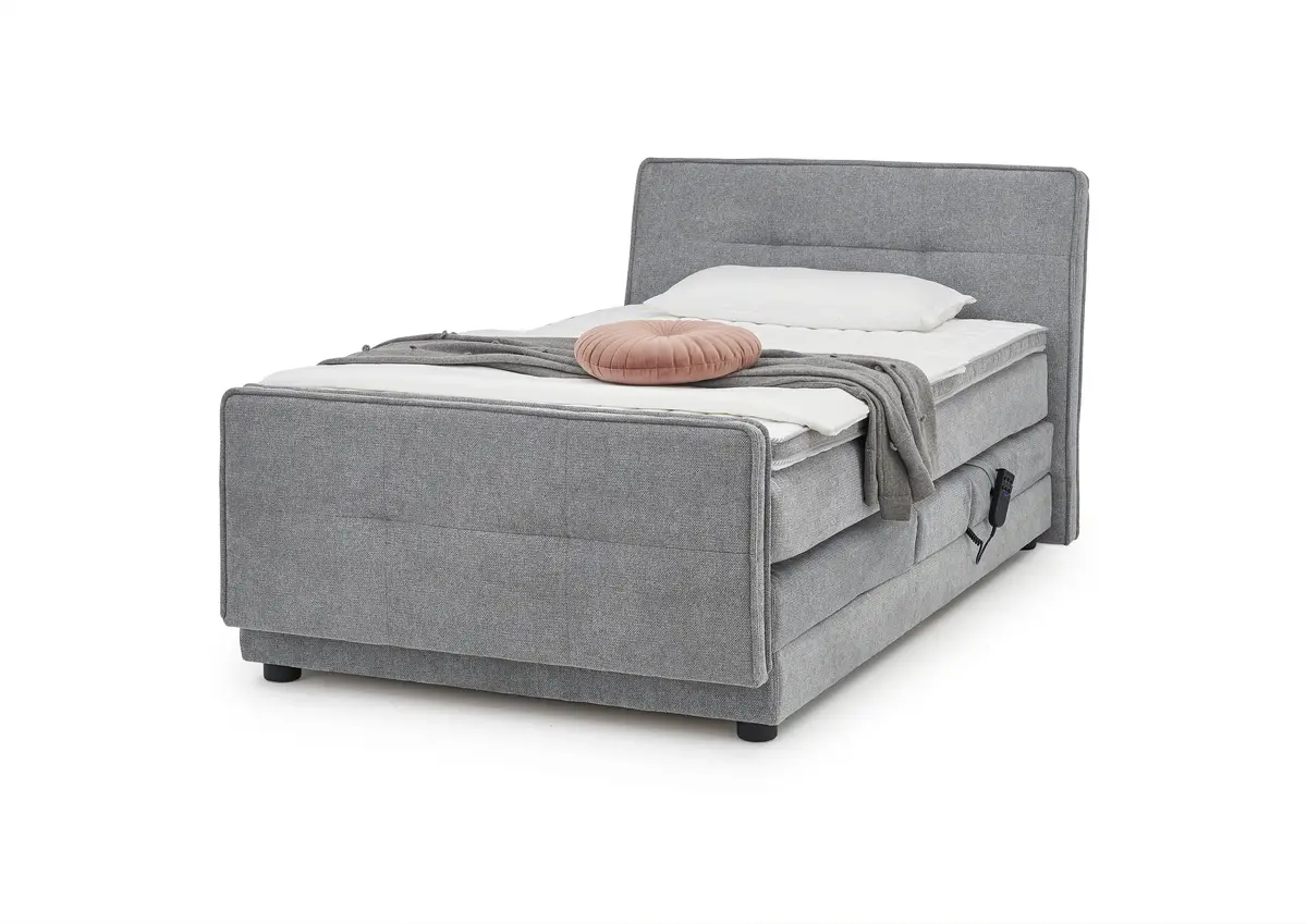 Boxspringbett- Liegefläche ca. 120x200 cm, Stoff, Mittelgrau