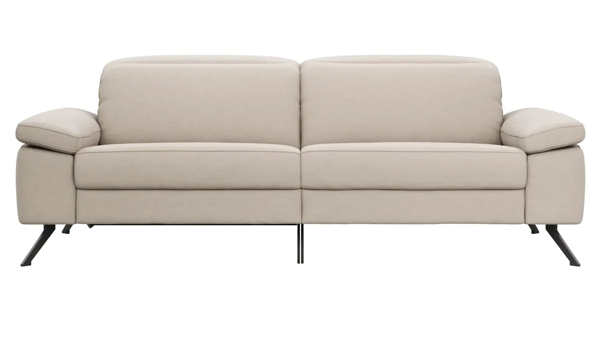 Sofa Rafaela 2.0 - 2,5-Sitzer inkl. 1x Relaxfunktion und Kopfteile verstellbar, Leder, Champagner