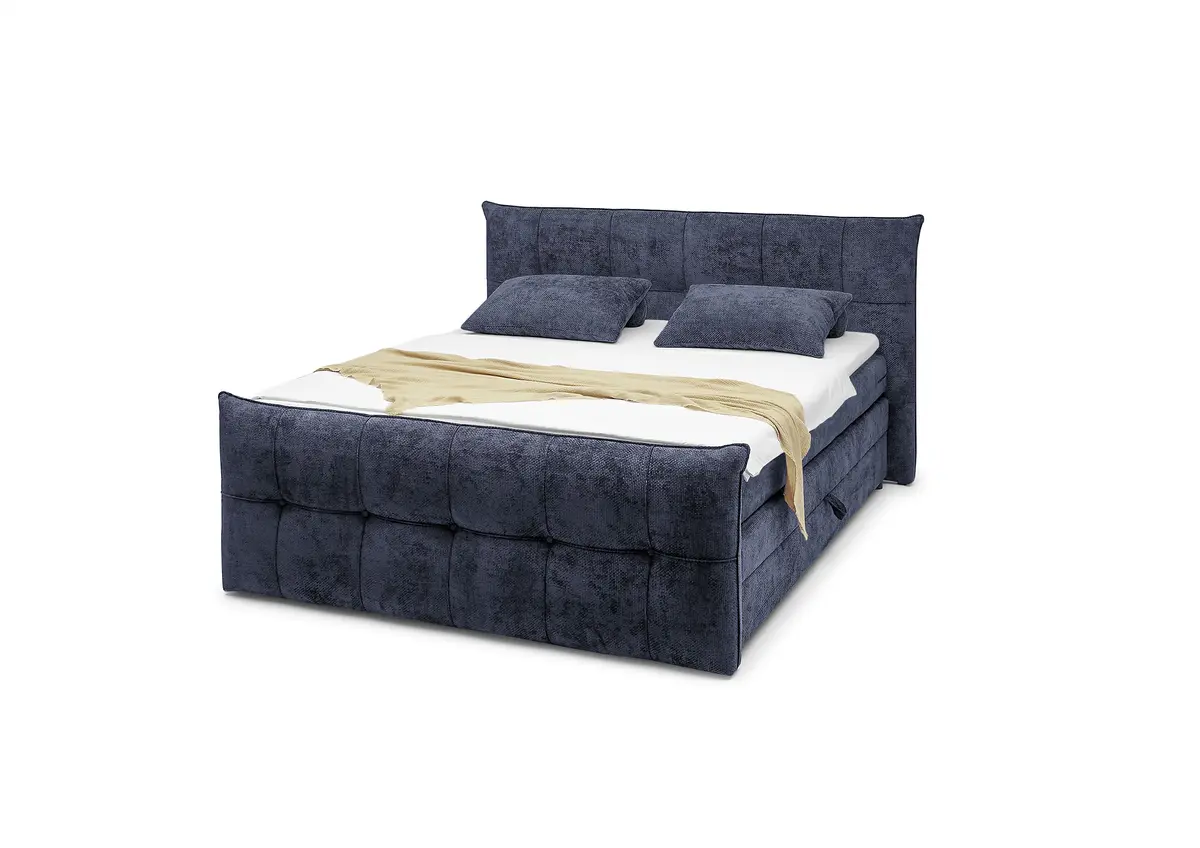 Boxspringbett- Liegefläche ca. 180x200 cm, Stoff, Dunkelblau