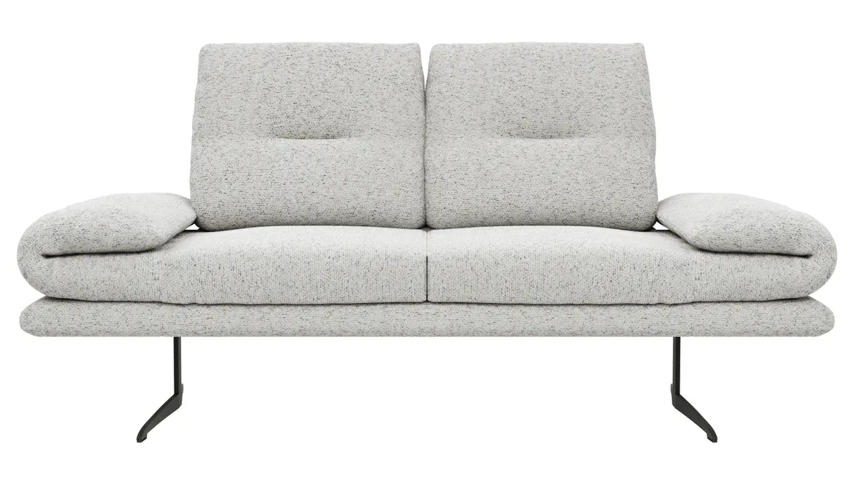 Sofa Lucero 2.0 - 2-Sitzer klein inkl. Drehsitz, Rollout-Armlehne und Sitztiefe verstellbar, Stoff, Offwhite