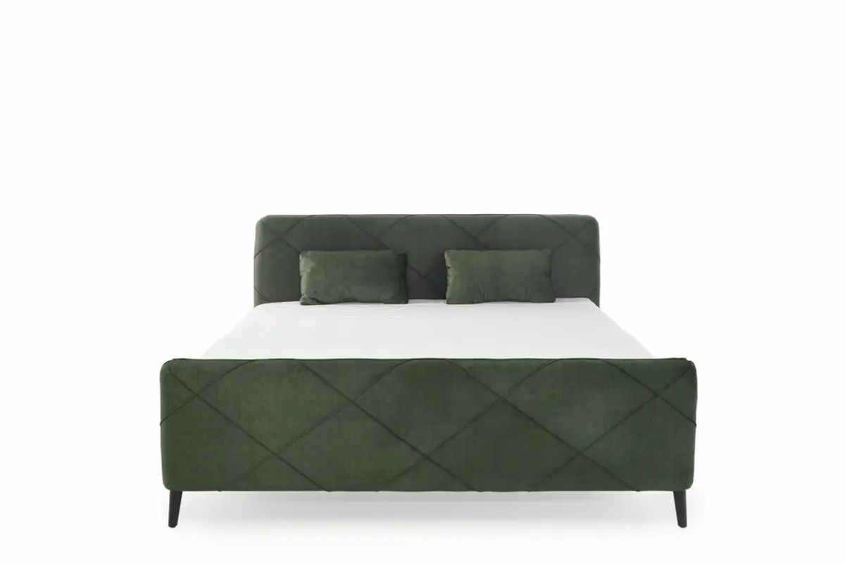 Boxspringbett JESSI- Liegefläche ca. 140x200 cm, Stoff, Dunkelgrün
