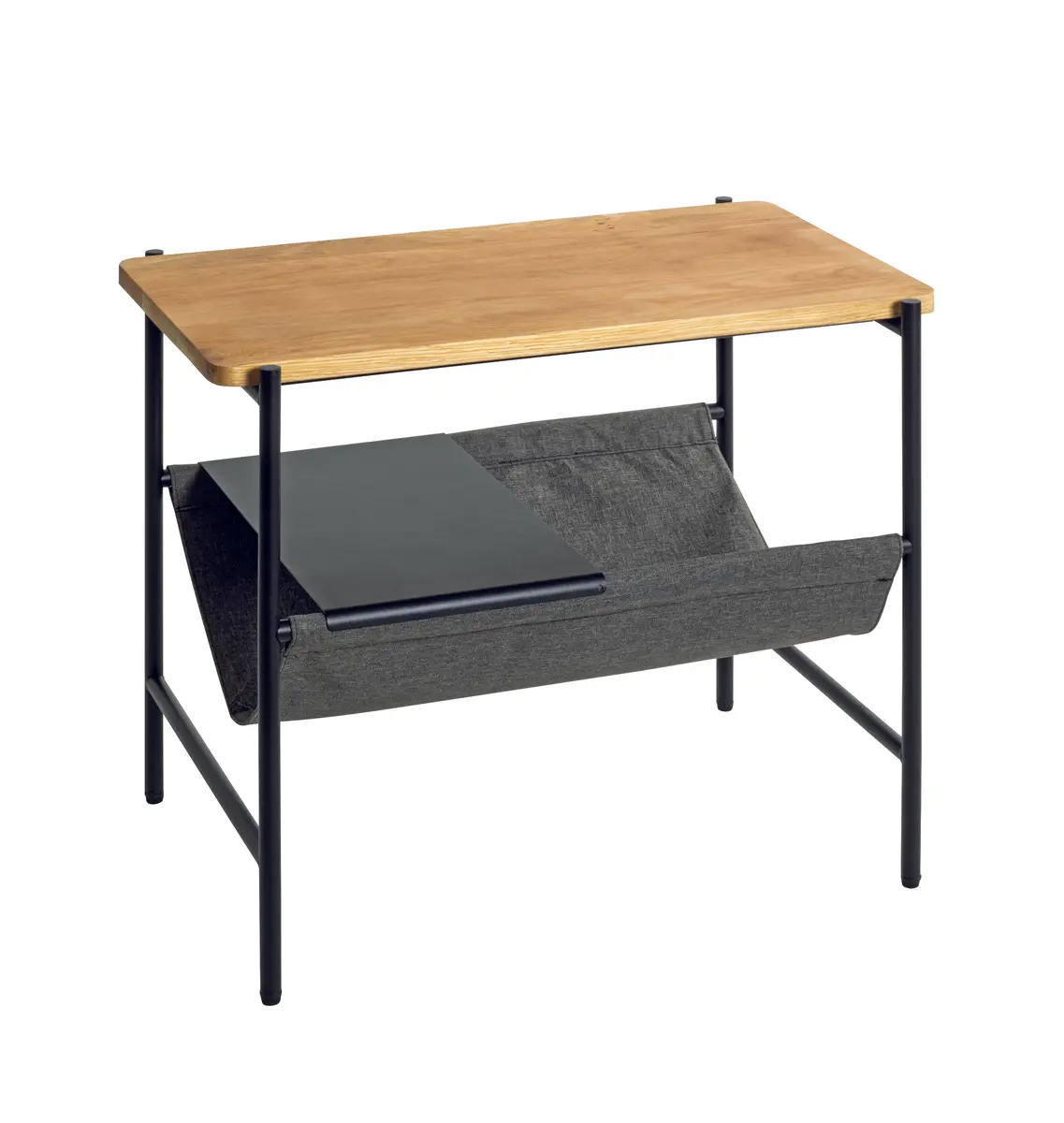 Beistelltisch - LB ca. 60x38 cm, Eiche massiv geölt, Schwarz