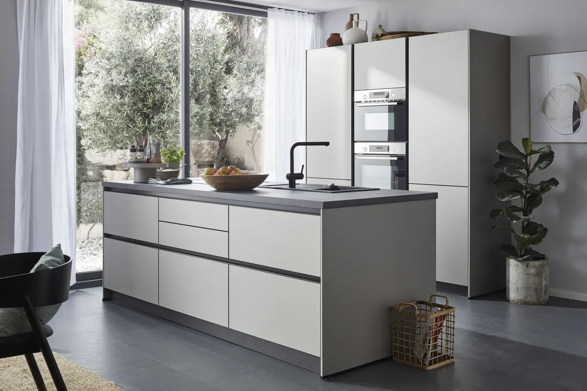 Inselküche 56.210 GL 3 523, Taupe metallic matt