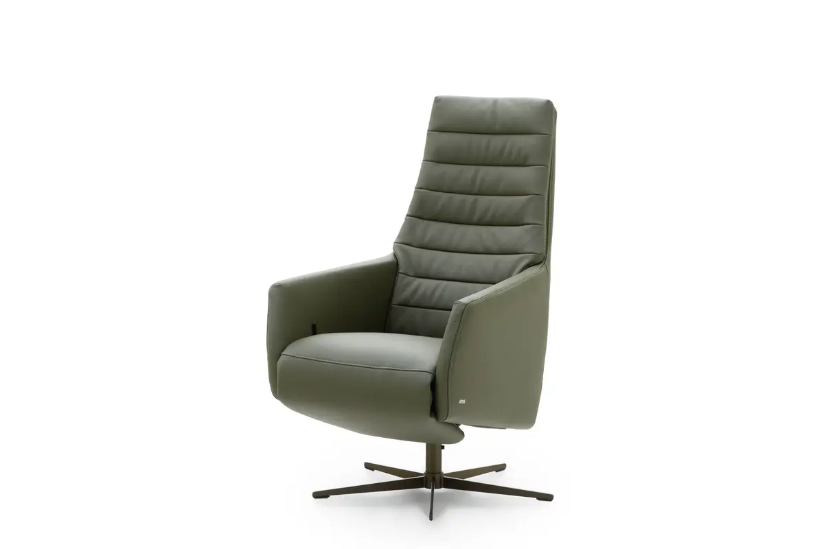 Relaxsessel Leopold - Größe L, inkl. Relaxfunktion, Leder, Olive