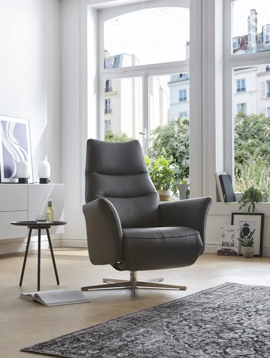 Relaxsessel Trona - Größe S, inkl. Relaxfunktion, Leder, Anthrazit