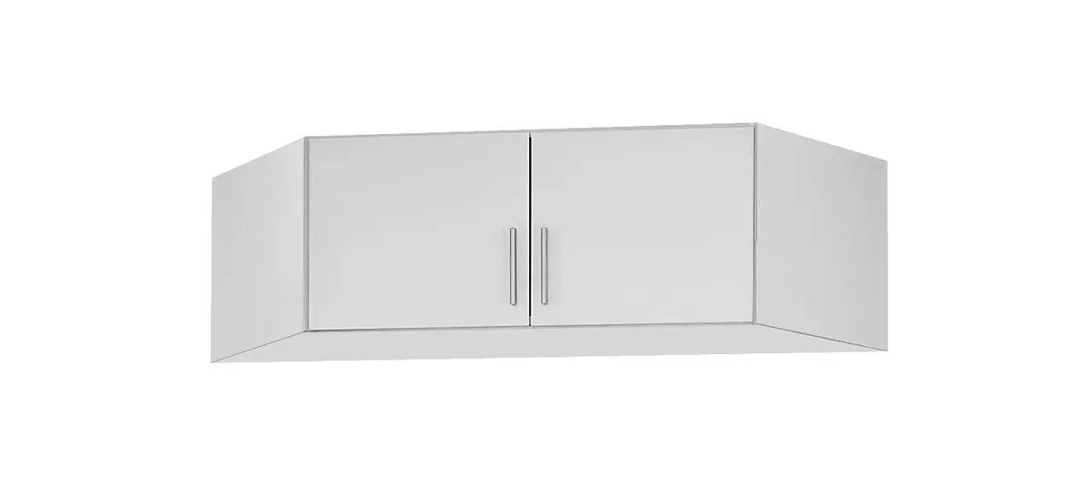 Eckschrankaufsatz- B ca. 117 cm, Weiß, Weiß Hochglanz