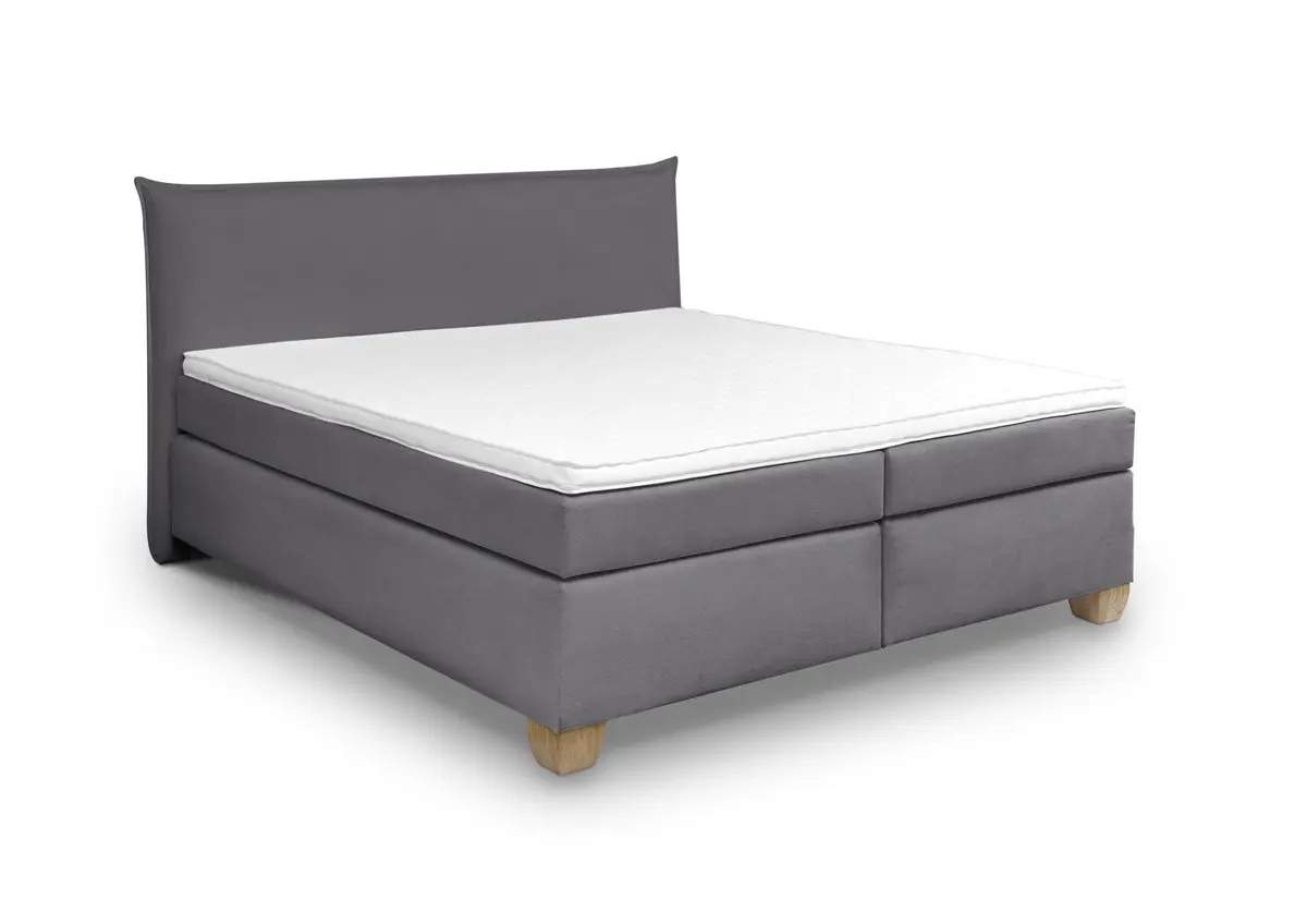  Boxspringbett HADAI- Liegefläche ca. 180x200 cm, Stoff, Anthrazit, Bonell/Bonell
