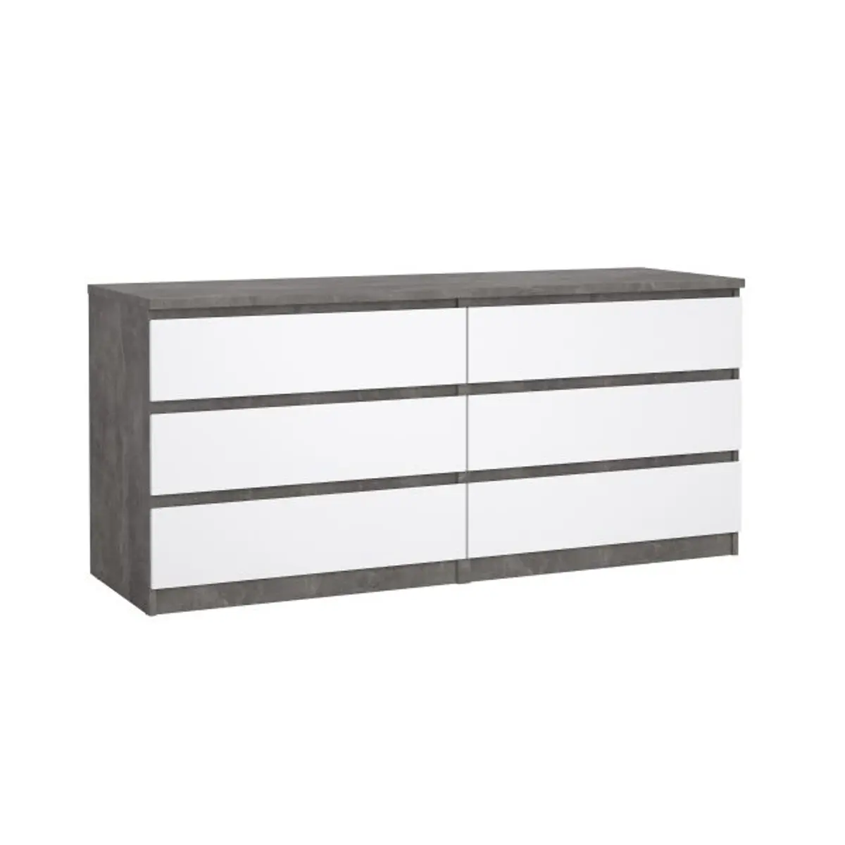 Kommode - B ca. 154 cm, Betonoptik, Weiß Hochglanz