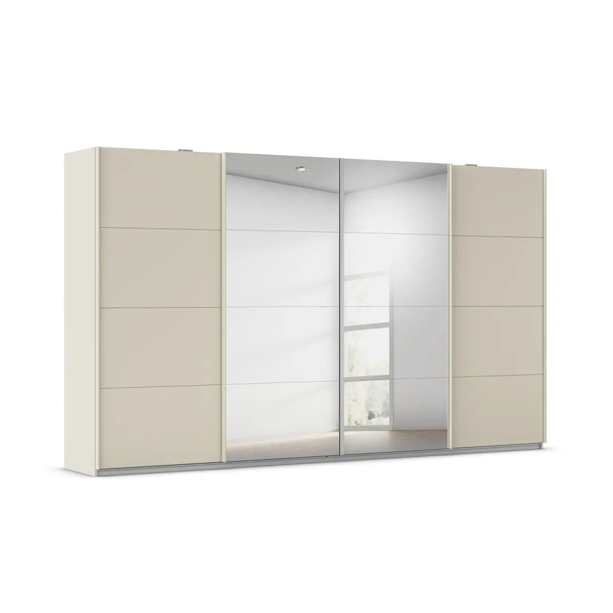 Schwebetürenschrank RIKK- B ca. 361 cm, Champagner, Spiegel