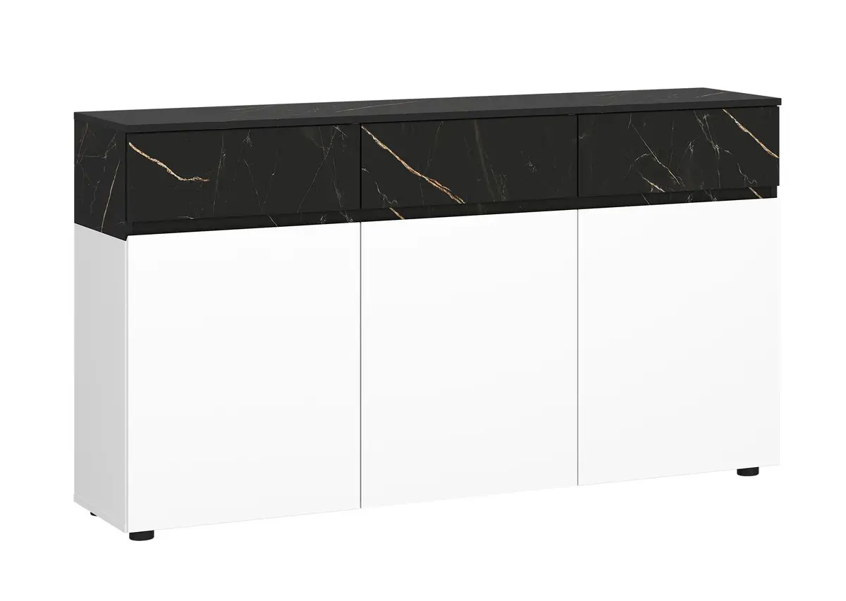 Sideboard - B ca. 150 cm, Alpinweiß, Keramikoptik