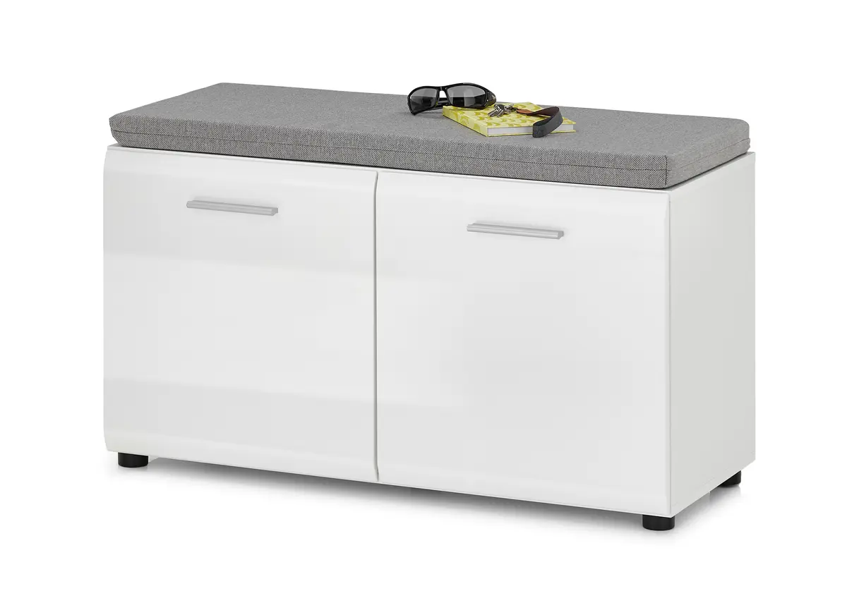 Schuhbank- Weiß, Weiß, Hochglanz