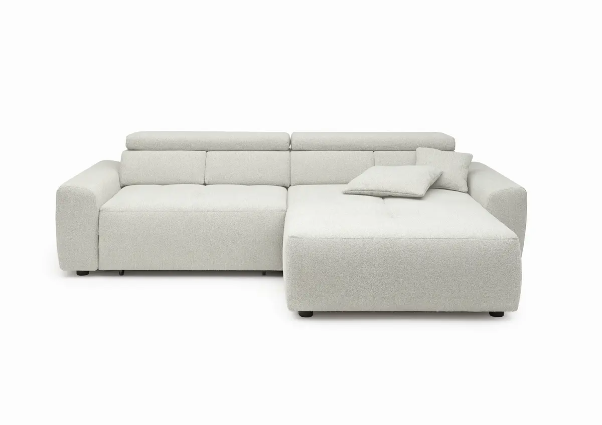Ecksofa JYTTE - Sofa 2-sitzig mit Longchair rechts, Stoff, Beige