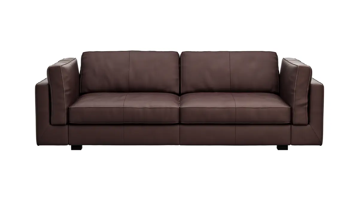 Sofa Aprino 3 - 3,5-Sitzer L, Dickleder, Dunkelbraun, Armlehne Kissen