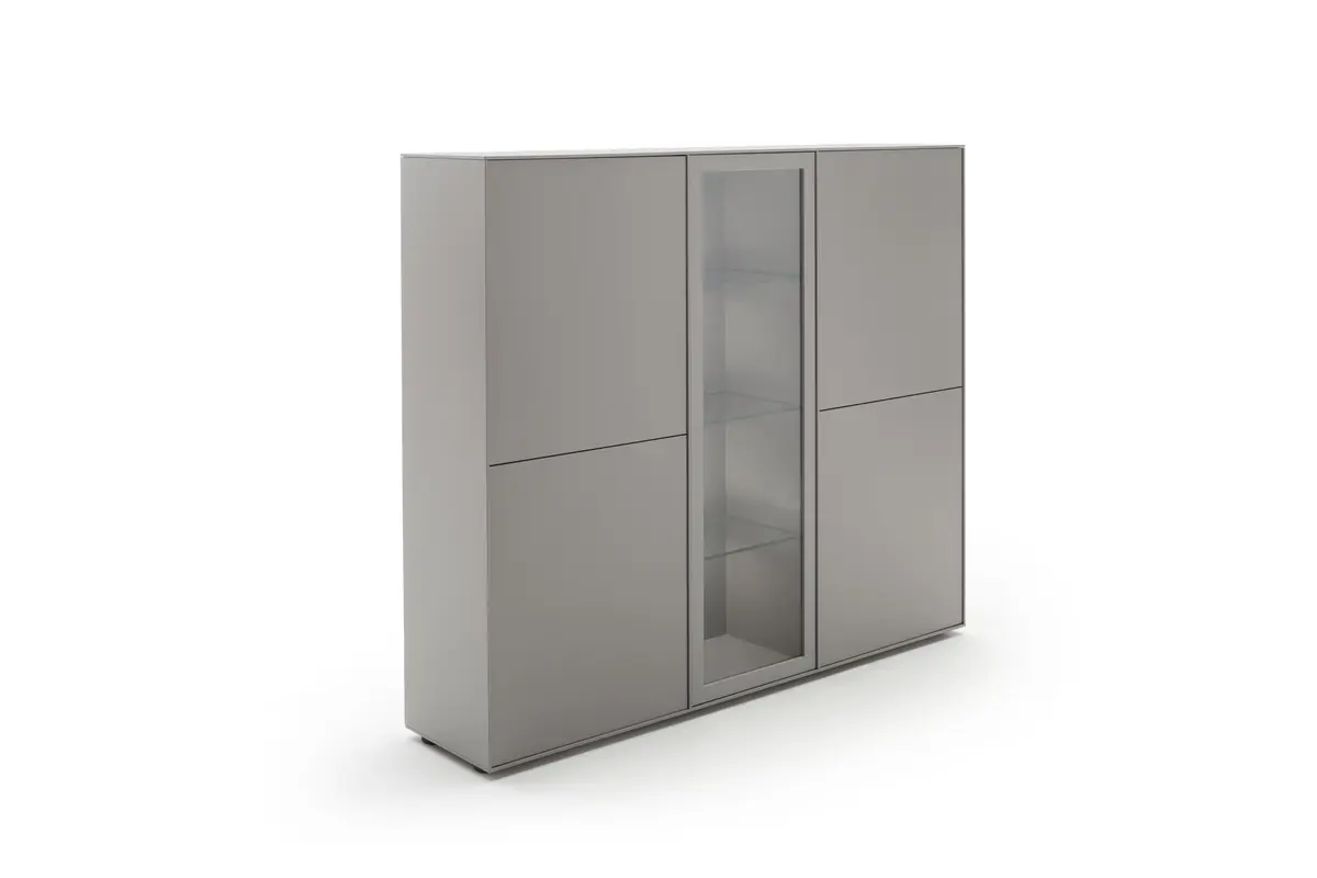 Highboard Casello - BHT ca. 165x144x37 cm, Lack Matt, Kristallgrau