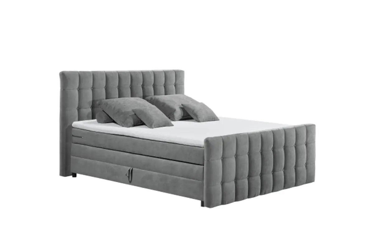 Boxspringbett - Liegefläche ca. 180x200 cm, Stoff, Dunkelgrau