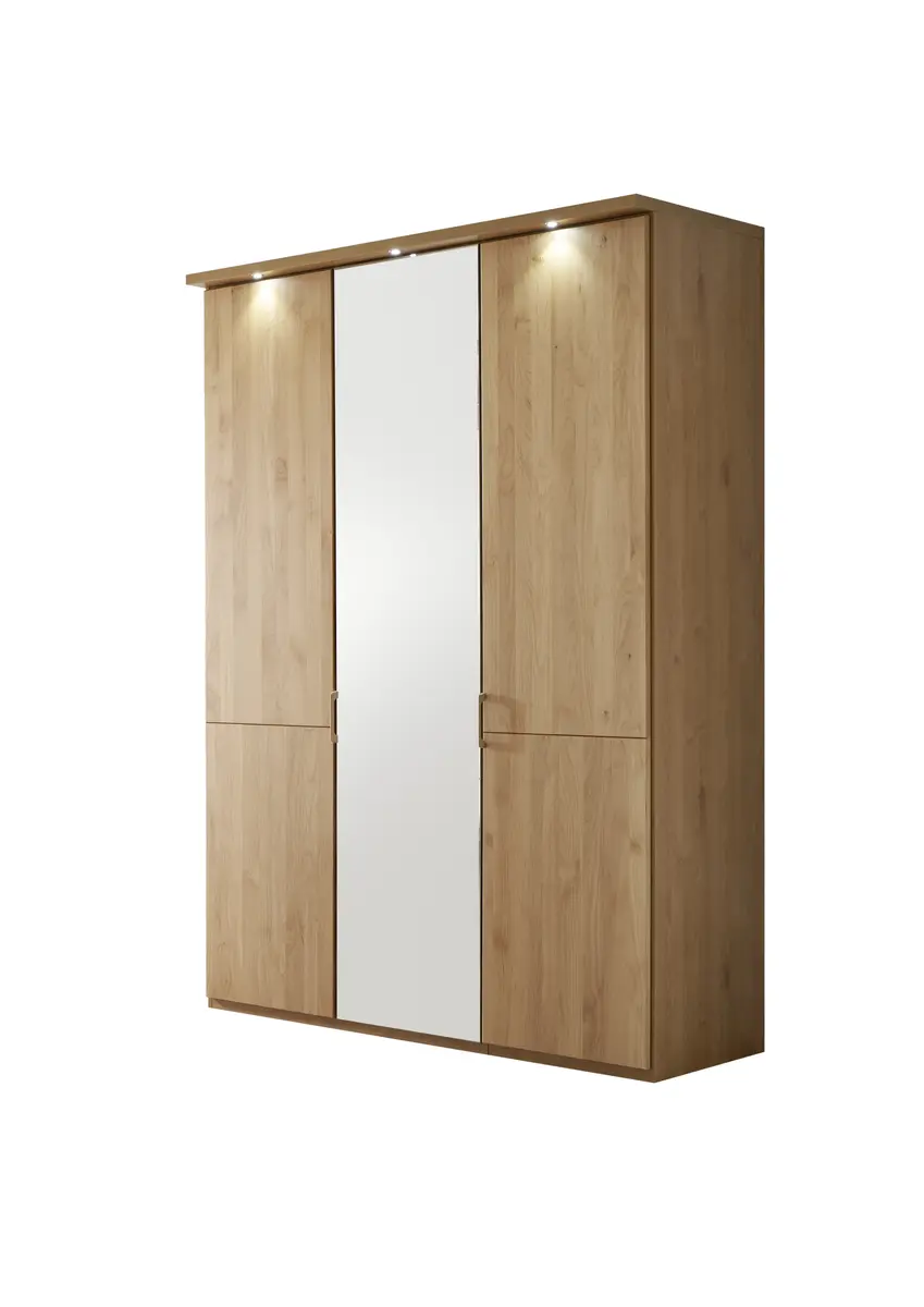 Drehtürenschrank EM Sabugal - mit Kranz, Beleuchtung, B. ca. 150 cm,  Erle teilmassiv, Kristallspiegel