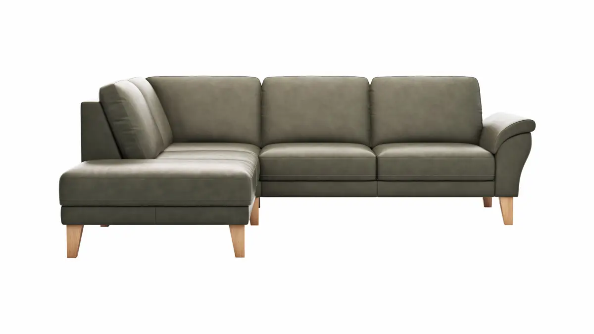 Ecksofa Rockport A - Ecke links mit 2,5-Sitzer, Leder, Dunkelgrau