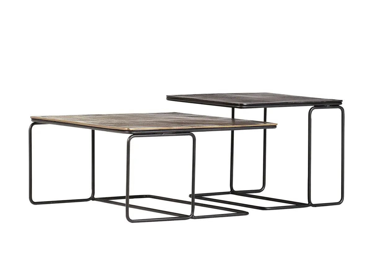 Beistelltisch-Set Luka & Linn - LBH ca. 70x70x34 cm, Metall, Schwarz