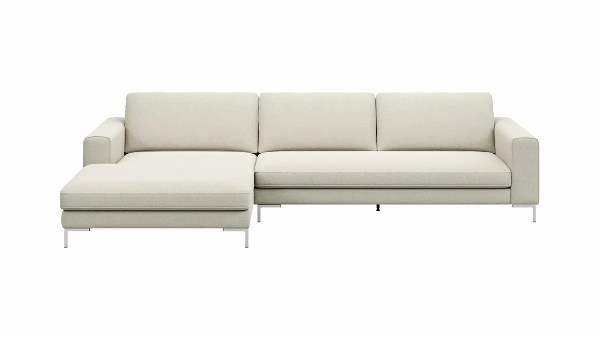 Ecksofa Solano - Longchair Links mit 2,5-Sitzer, Boucle, Natur