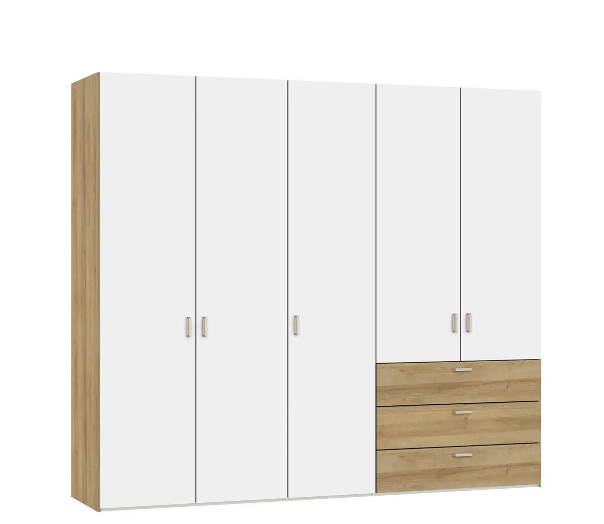 Drehtürenschrank JOIN IT- B ca. 252 cm, Eiche Dekor, Weiß