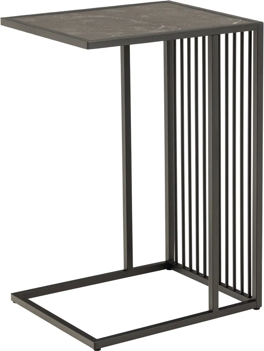 Beistelltisch AVELINA - Marmoroptik, Metall schwarz