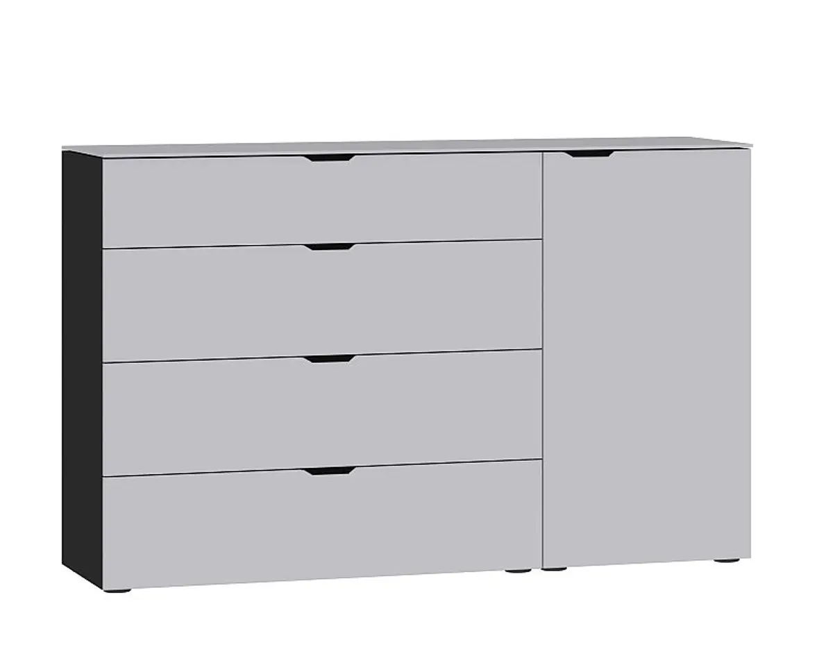 Kommode JOIN IT- Glas, Hellgrau, Matt, Schwarz