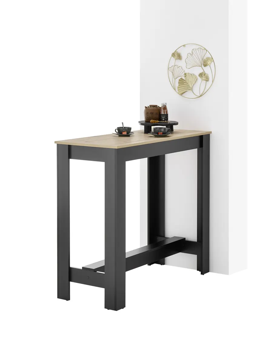 Bartisch - LB ca. 115x50 cm, Artisan Eiche Nachbildung, Schwarz